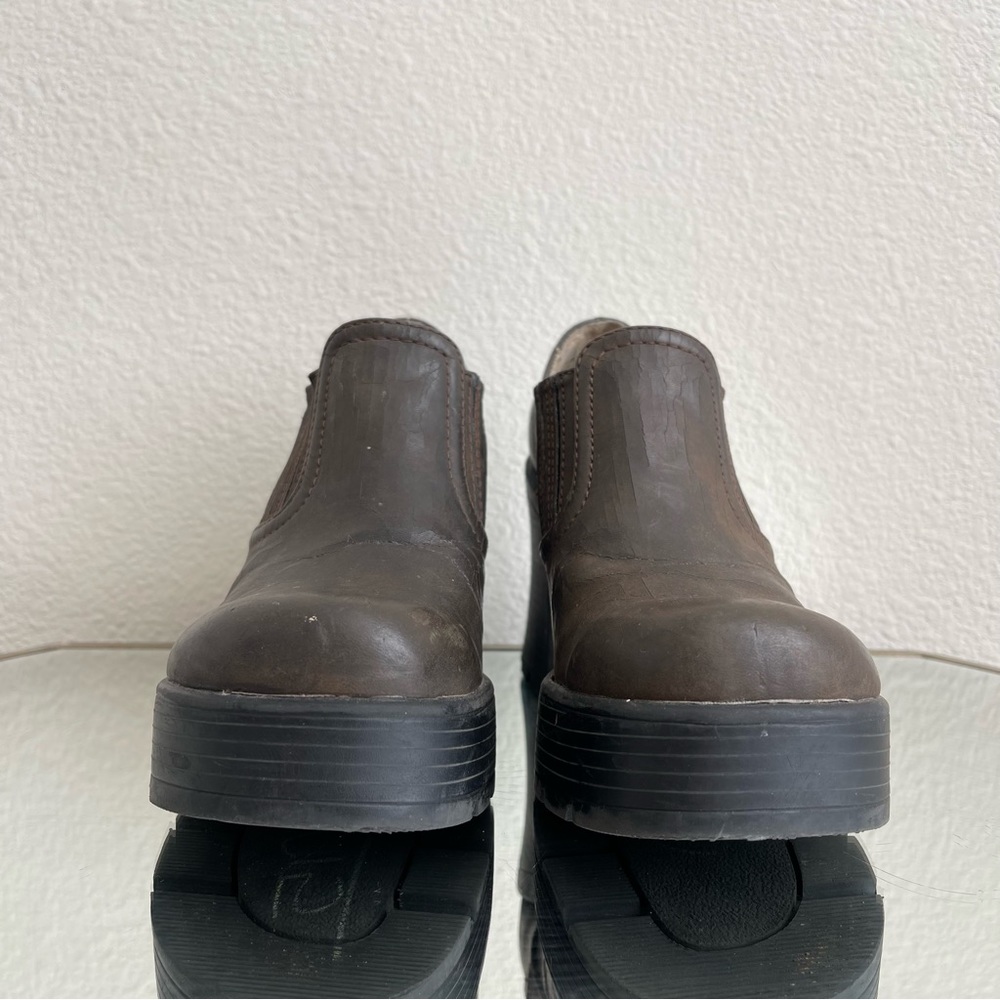 LOWER EAST SIDE Vintage Y2K Brown Faux Leather Chunky Platform Heeled Ankle Boot - Picture 10 of 14